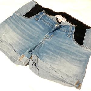 Maternity Jean Denim Pregnancy Band Elastic Shorts